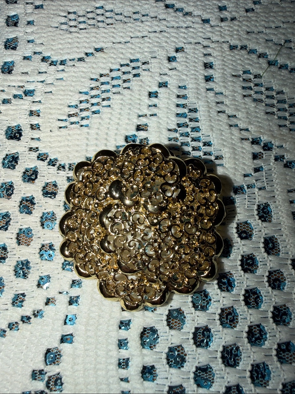 Gold Floral Filigree Brooch - Women Accessories